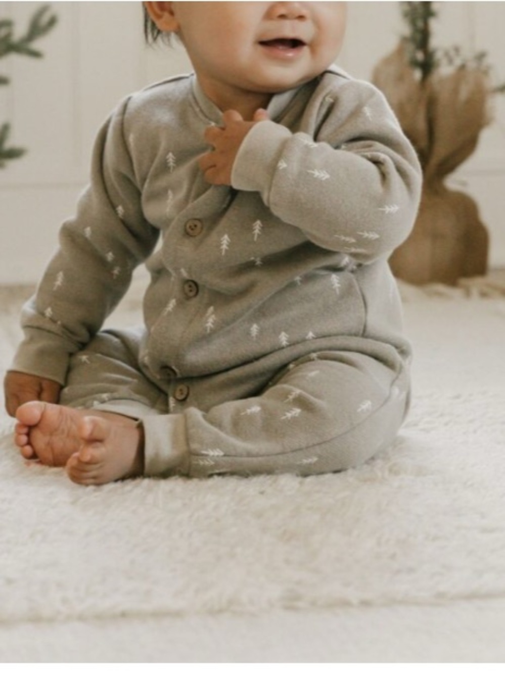 Rylee + Cru Fleece Long John In Winter Woods 6-12M